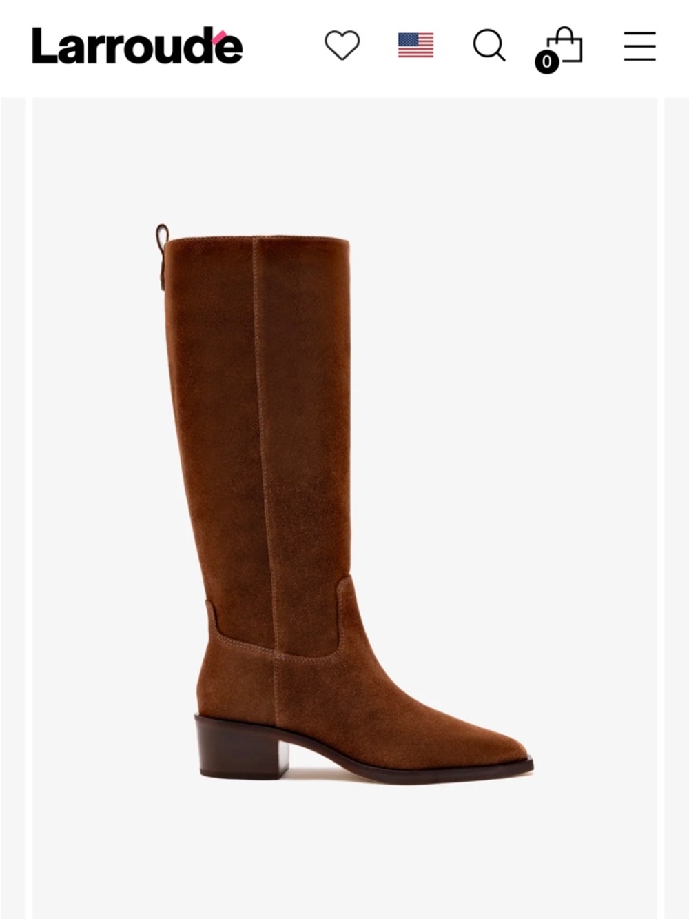 BNWT Larroude Brown Suede Knee-High Boot